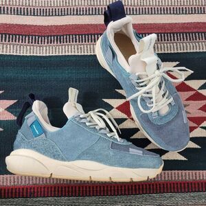 Clearweather Contera Suede Leather Sneaker Shoes Sz 10 Blue Tan Lace Up Fashion